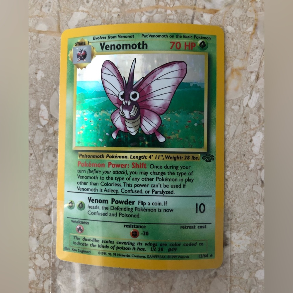 1990’s vintage holo Venomoth Pokémon card 13/64